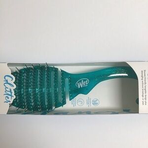 Wet Brush Shower Detangler GREEN GLITTER IntelliFlex Bristles Hanger Beach NEW